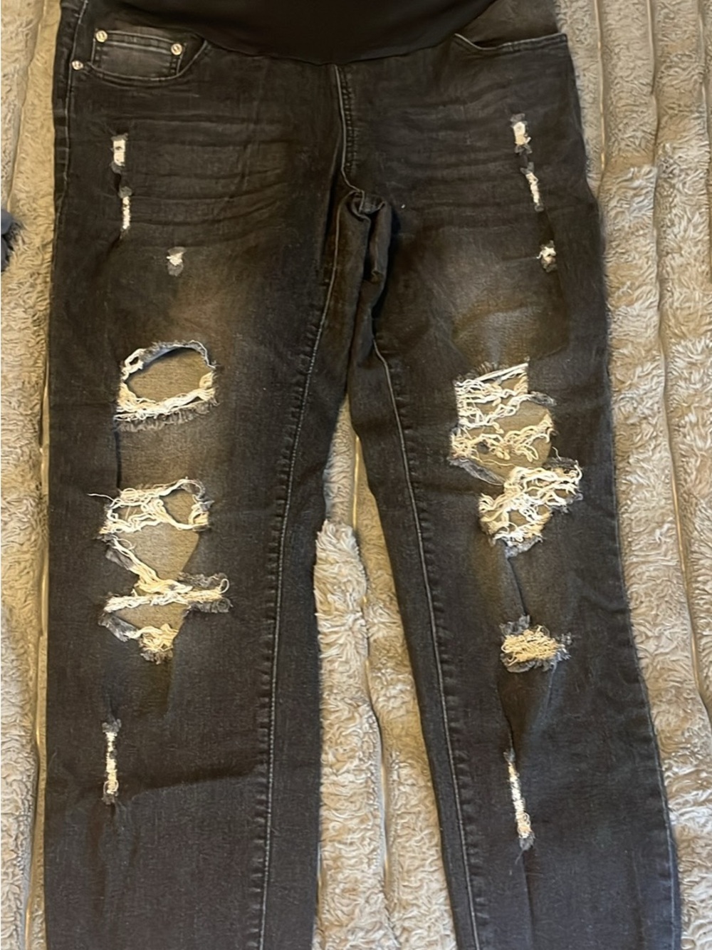 Women's Black Ripped Skinny Jeans - Distressed Stretch Denim